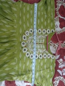 Green Embroidered nyra cut frock.