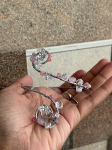 rose quartz and pink onyx arm cuff