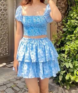Blue skirt top set