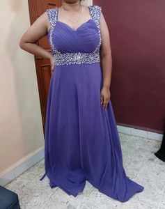 Purple Embellished Evening Gown