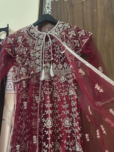 Elegant Maroon Embroidered Anarkali