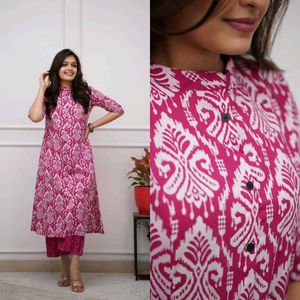 Elegant Pink Printed Kurta Set