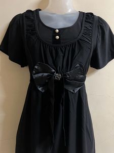 Korean Style One Piece With Bow On Waist🖤