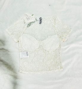 H&amp;M Gathered Bustier White Top