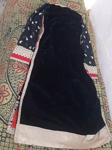 Black Long Shirt With Lehenga And Dupatta