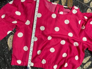 dressberry women pretty pink polka dotted top