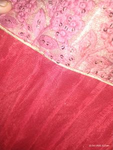 Red &amp; Gold Anarkali Kurta Set