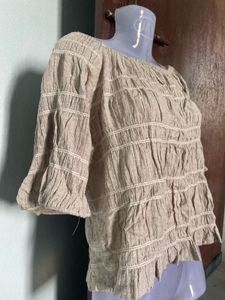 Beige Off-Shoulder Top