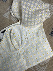 Floral Corset Top with Puff Sleeves