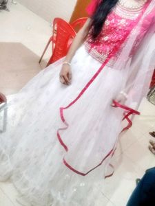 Elegant Pink & White Lehenga Set