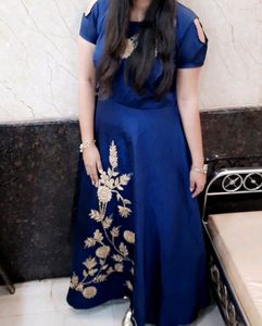 Blue Colored Silk Gown