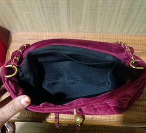 Chanel sling bag with velvet material
