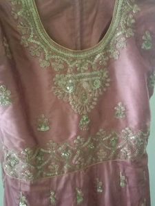 Elegant Pink &amp; Gold Ethnic Gown