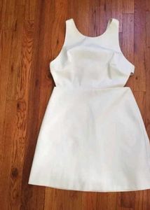 Zara Cream Back Open Bow Min  Dress