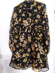 Floral Print Sheer Mini Dress