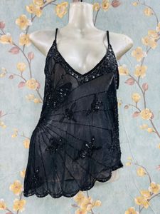 Y2k Beaded Black Butterfly Cami