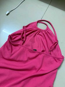 Hot Pink Ruched Bodycon Mini Dress