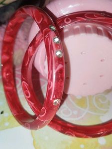 Red Rhinestone Bangle Set