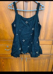 Embroidered Black Tank Top