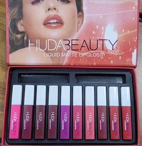 Huda Pink Red Liquid Lipstick Pack On 10 Pieces