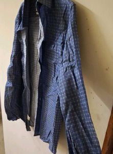 Blue Checkered Button-Down Shirt