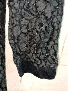 Trendy Ladies Fashion Lace Mini-Dress Black