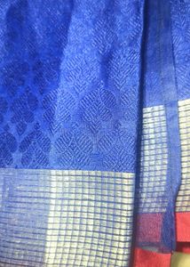 Blue Saree With Parrot Borders🥻