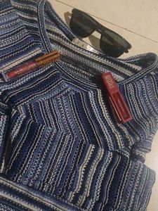 Striped Knit Crochet Top