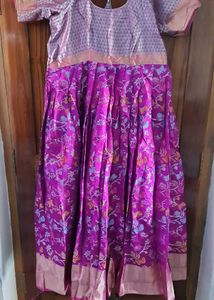 Purple Floral Print Anarkali Dress