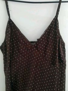 Brown Polka Dot Slip Dress