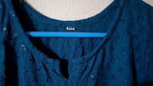 Blue Chikankari Kurti With Surprise Freebie