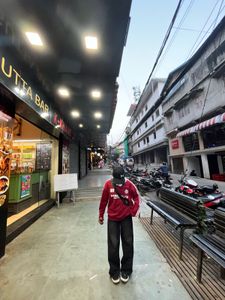 Red &amp; White V-Neck Sweatshirt