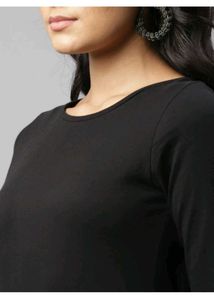 Black Longline Slit Top