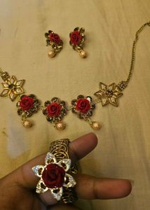 Red Rose Jewelry Set