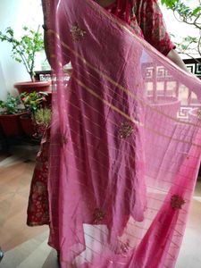 mauve-pink saree