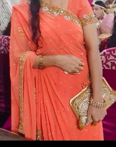 Beautiful Orange Colour Saree🧡