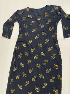 Black Kurta With Floral Print