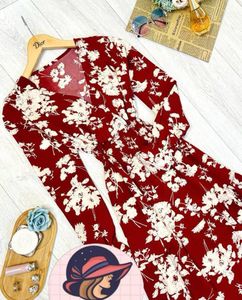 Maroon Floral Print Dress