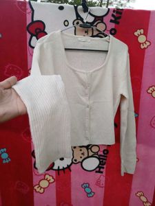 Cardigan  Top and Knitted  Skirt Set