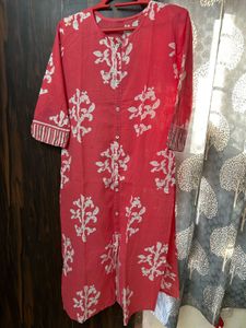 Red & White Block Print Kurti