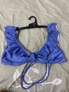Blue Ruffle Bikini Top