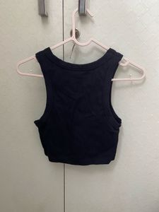 H&amp;M Ribbed Crop Vest Top In Black