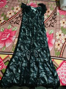 Black Net Long Gown Maxi Dress