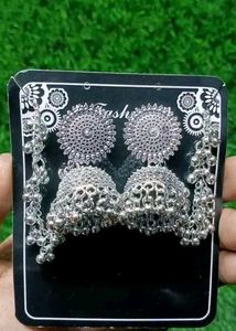 Silver Jhumka Earrings