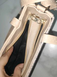 Sparkly Beige Top Handle Bag