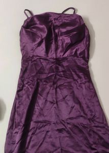 Dark Maroon Dress . Sleeveless. Side Slit . Strap