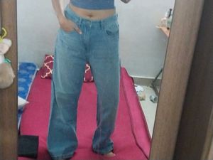 Wide Leg Baggy Blue Jeans