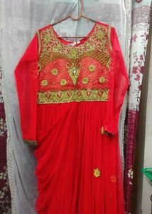Heavy Party Wear Gown With Side Frill ❤️