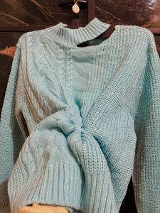 Stylish Blue Knit Sweater
