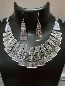 Oxidised Choker & Earring Set